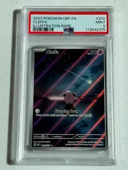 MINT ILLUSTRATION RARE Cleffa HOLO! PSA 9! 2023 Pokemon Obsidian Flames #202/197 - Image 1