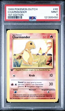 1999 Pokemon DUTCH 1st Edition Base Set Charmander 46/102 PSA 9 MINT - Image 1