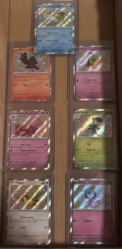 (7) Pokemon Paldean Fates Baby Shiny Lot Pidgey Ralts Tinkatuff and More! - Image 1