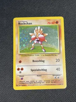 Pokemon TCG: Nockchan (Hitmonchan) 7/102 Holo Rare Base Set 1999 MP - Image 1