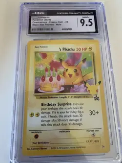 POKEMON CGC 9.5 2021 Celebrations Classic Collection Birthday Pikachu #24 Holo - Image 1