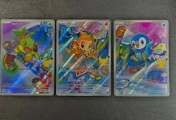 Pokemon 1st Partner Illustration Collections Turtwig #40 Chimchar #41 Piplup #42 - Image 1