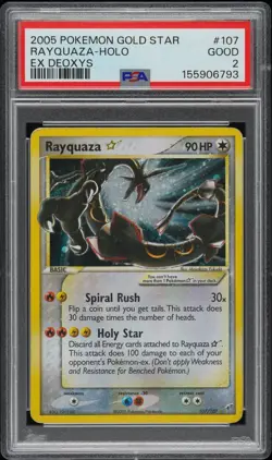 2005 POKEMON EX DEOXYS GOLD STAR #107 RAYQUAZA-HOLO PSA 2 - Image 1