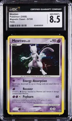 2008 POKEMON MAJESTIC DOWN HOLO #9/100 MEWTWO CGC 8.5 - Image 1
