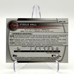 2025 Bowman Draft Chrome Steele Hall 1st Bowman Black X‑Fractor /10 Reds - Image 2