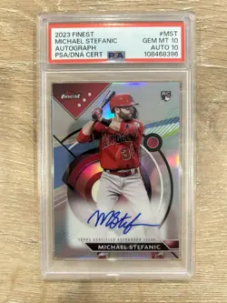 2023 Topps Finest Michael Stefanic Rookie Autograph PSA GEM MINT 10 AUTO 10 - Image 1