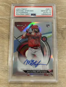 2023 Topps Finest Michael Stefanic Rookie Autograph PSA GEM MINT 10 AUTO 10 - Image 2