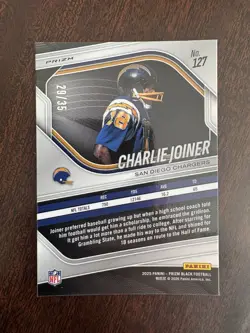 2025 Panini Prizm Black Charlie Joiner Blue Shimmer /35 - Image 2