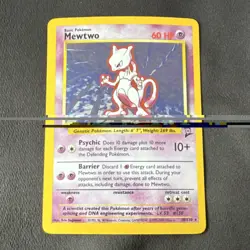 Pokemon Mewtwo Base Set 2 Holo Rare 60 HP Card 010/102 English 2000 - Image 1