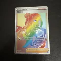 Pokemon TCG Nessa 196/185 Vivid Voltage Holo Rainbow Secret Rare Card - Image 2