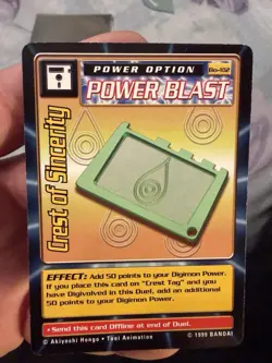 VINTAGE 1999 DIGIMON CREST OF SINCERITY CARD- BO-102-LP CONDITION - Image 1