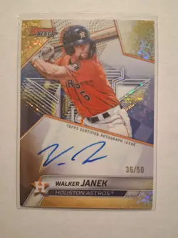 2025 Bowman Best Walker Janek Gold Glitter Auto #/50 Houston Astros - Image 1