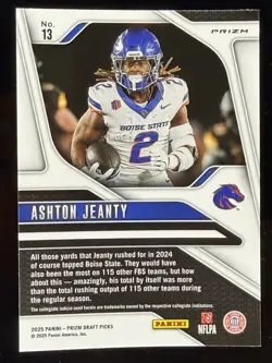 2025 Panini Prizm Draft Picks - Ashton Jeanty #13 Gold Ice Prizm (RC) - Image 2
