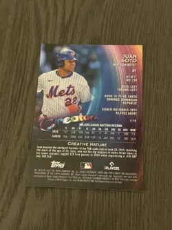 2025 Topps Finest Creators Blue Refractor /99 #C-28 JUAN SOTO New York Mets Card - Image 2