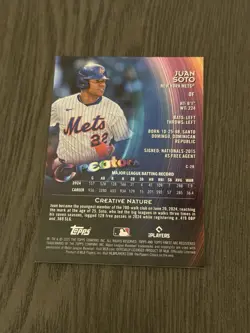 2025 Topps Finest Creators Blue Refractor /99 #C-28 JUAN SOTO New York Mets Card - Image 4