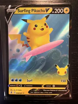 Pokemon TCG Surfing Pikachu V 8/25 Celebrations NM - Image 1