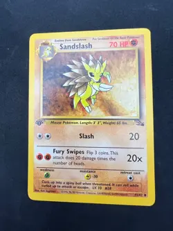 Pokemon Sandslash Fossil Uncommon Regular Stage 1 70 HP 41/62 1st Edition - Image 3