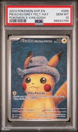 2023 POKEMON SVP EN-SV BLACK STAR PROMO #085 PIKACHU WITH GREY FELT HAT PSA 10 - Image 1