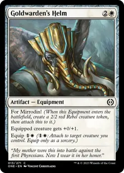 NM Foil Goldwarden's Helm, MTG, Phyrexia: One, Magic the Gathering, 13 - Image 1