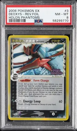 2006 POKEMON EX HOLON PHANTOMS #3 DEOXYS-REVERSE FOIL PSA 8 - Image 1