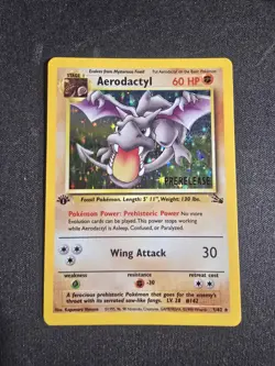 Pokemon Aerodactyl Prerelease 1st Edition Fossil Promo Holo 1/62 60HP WotC 1999 - Image 1