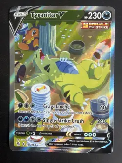 🥇 Tyranitar V 155/163 (Alternate Full Art) SWSH05: Battle Styles Holo Pokemon - Image 1