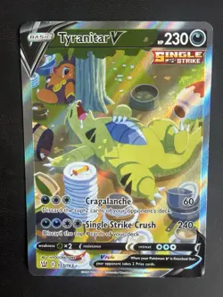 🥇 Tyranitar V 155/163 (Alternate Full Art) SWSH05: Battle Styles Holo Pokemon - Image 2