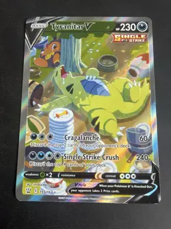 🥇 Tyranitar V 155/163 (Alternate Full Art) SWSH05: Battle Styles Holo Pokemon - Image 3