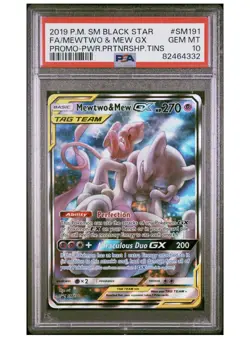 Pokemon 2019 Mewtwo & Mew GX SM191 Full Art Black Star Promo GEM MINT PSA 10 - Image 2