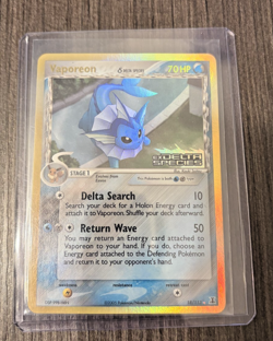 Pokemon Eng Rare Holo Foil Vaporeon Ex Delta Species 18/113 Stamped MP - Image 1