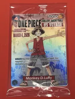 One Piece Monkey D. Luffy US Voyage College Basketball Promo Card (Mint - New) - Image 1