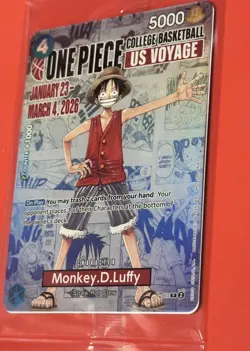 One Piece Monkey D. Luffy US Voyage College Basketball Promo Card (Mint - New) - Image 2