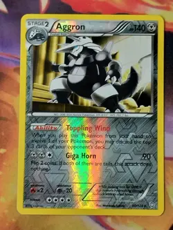 Aggron 80/124 Reverse Holo MP Dragons Exalted 2012 Black And White Pokemon Card - Image 1