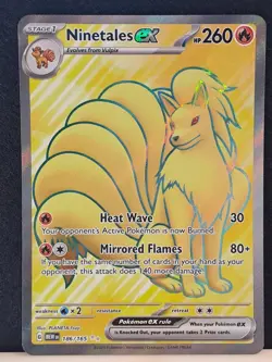 Pokemon Ninetales EX 186/165 Holo Ultra Rare Card English, Near Mint Condition - Image 2