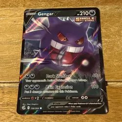 Pokemon Card Gengar v 156/264 Fusion Strike Half Art Holo Ultra Rare MP - Image 1