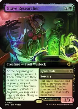 NM Extended Art Foil Grave Researcher, MTG, Secrets of Strixhaven, Magic, 325 - Image 1