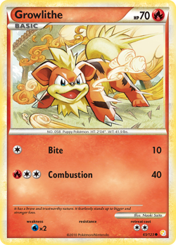 Growlithe 65/123 Common HeartGold & SoulSilver Pokemon LP - Image 4