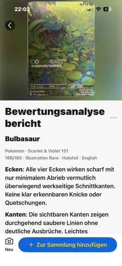 Pokemon Karte Bulbasur Full Art 166/165 Set 151 MINT - Image 4