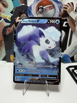 2022 Pokemon Sword And Shield Silver Tempest Alolan Vulpix V 33 195 Card - Image 1
