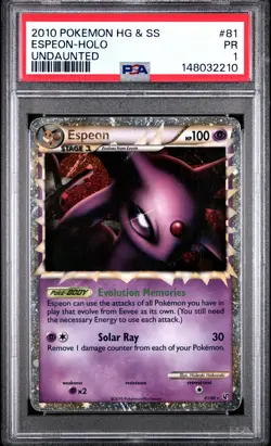 2010 POKEMON HEARTGOLD & SOULSILVER UNDAUNTED #81 ESPEON-HOLO PSA 1 - Image 1