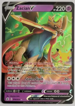 ZACIAN V 016/025 HOLO V RARE CELEBRATIONS POKEMON NM - Image 1