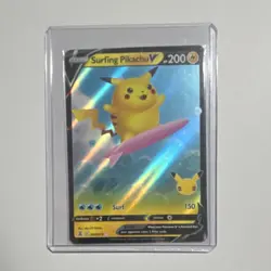 Pokemon Surfing Pikachu V Celebrations Ultra Rare Holo Full Art 008/025 200 HP - Image 1