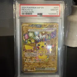 2024 POKEMON SSP EN-SURGING SPARKS HYPER RARE #247 PIKACHU EX PSA 10 - Image 1