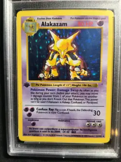 1999 Pokemon Base Set 1st Edition Holo Alakazam 1/102 PSA 6 - Image 3