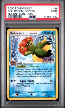 2006 POKEMON EX HOLON PHANTOMS #19 BELLOSSOM-REVERSE FOIL PSA 9 - Image 1
