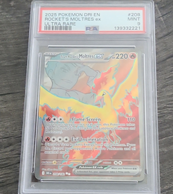 Pokemon Team Rocket's Moltres ex 208/182 Destined Rivals Ultra Rare Holo PSA 9 - Image 1