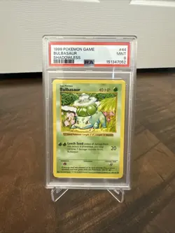1999 Pokemon Game Bulbasaur #44 Base Set Shadowless PSA 9 - Image 1