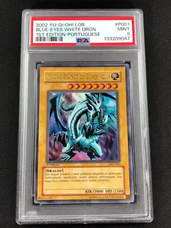 Yugioh 2002 Blue Eyes White Dragon LOB 1st LDB-P001 PSA 9 Ultra Rare - Image 1
