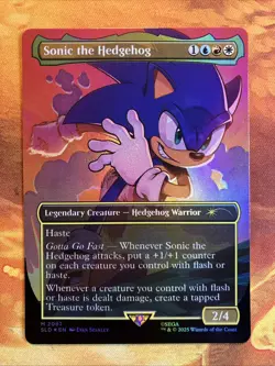 MTG Foil Borderless Sonic the Hedgehog Secret Lair: X Sonic: Friends & Foes NM!! - Image 1
