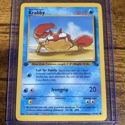Pokemon TCG: Krabby - 51/62 - Fossil - 1st Edition - Regular Common 50HP Basic - Image 1